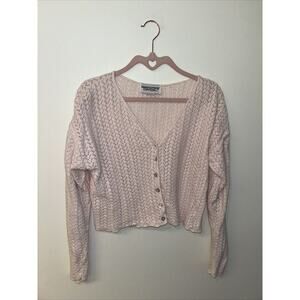 Absolutely Cotton Tm Sweater Pink Women’s Sz Medium 100% Cotton Knit Shell Butto